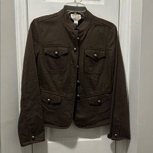 Talbots Dark Brown Military-Inspired Button Jacket